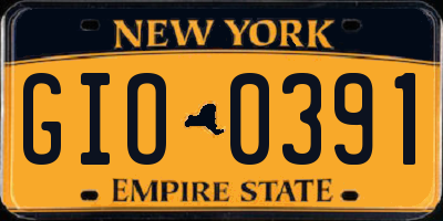 NY license plate GIO0391