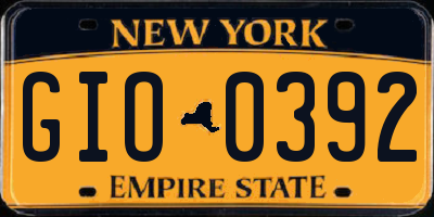 NY license plate GIO0392