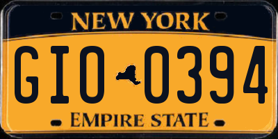 NY license plate GIO0394