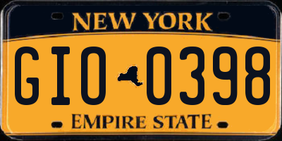 NY license plate GIO0398