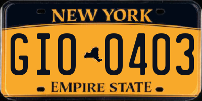 NY license plate GIO0403