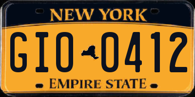 NY license plate GIO0412