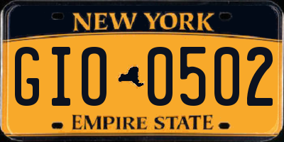 NY license plate GIO0502