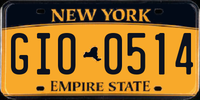 NY license plate GIO0514