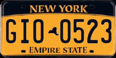 NY license plate GIO0523