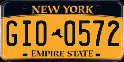 NY license plate GIO0572