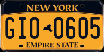 NY license plate GIO0605