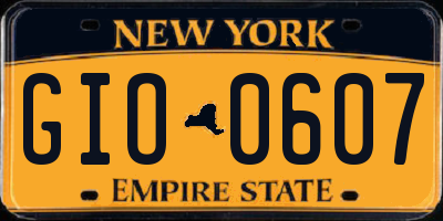 NY license plate GIO0607