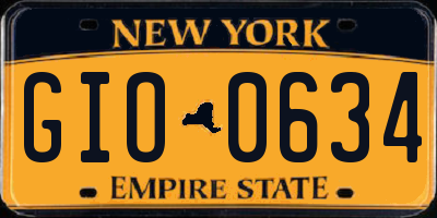 NY license plate GIO0634