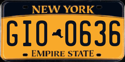 NY license plate GIO0636