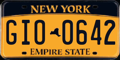 NY license plate GIO0642