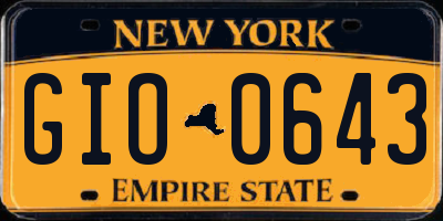 NY license plate GIO0643