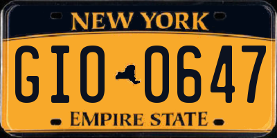 NY license plate GIO0647