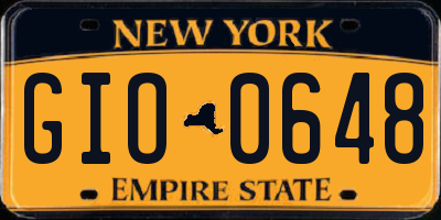 NY license plate GIO0648