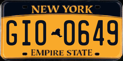 NY license plate GIO0649