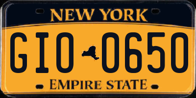 NY license plate GIO0650