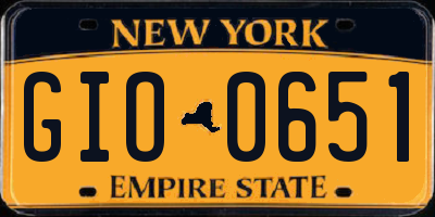 NY license plate GIO0651