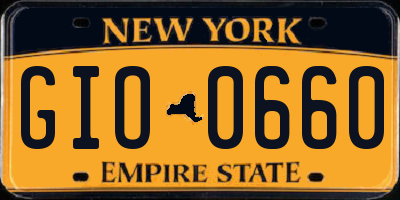 NY license plate GIO0660