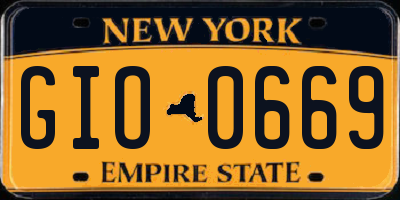 NY license plate GIO0669