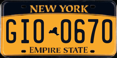 NY license plate GIO0670