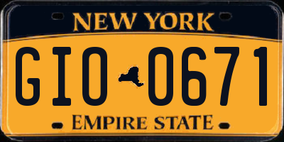 NY license plate GIO0671