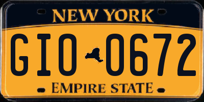 NY license plate GIO0672