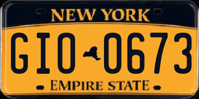 NY license plate GIO0673