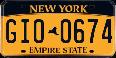 NY license plate GIO0674