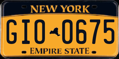 NY license plate GIO0675