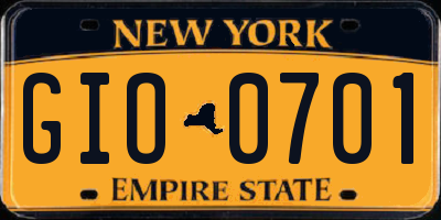 NY license plate GIO0701
