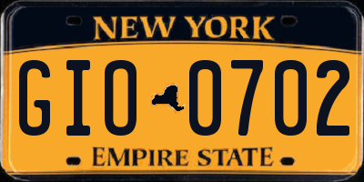 NY license plate GIO0702