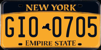 NY license plate GIO0705