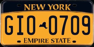 NY license plate GIO0709