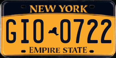 NY license plate GIO0722
