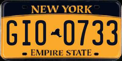 NY license plate GIO0733