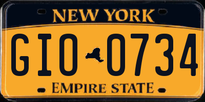 NY license plate GIO0734