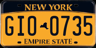 NY license plate GIO0735