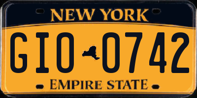 NY license plate GIO0742