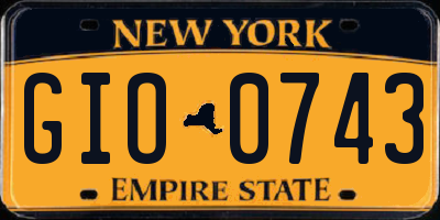 NY license plate GIO0743
