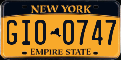 NY license plate GIO0747