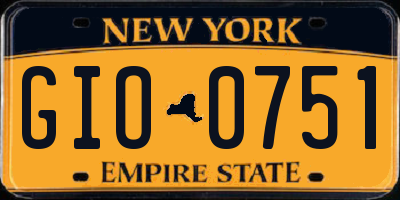 NY license plate GIO0751