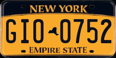 NY license plate GIO0752