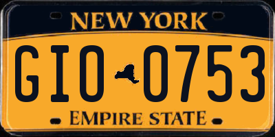 NY license plate GIO0753