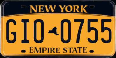 NY license plate GIO0755