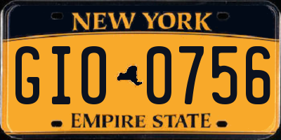 NY license plate GIO0756