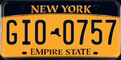 NY license plate GIO0757