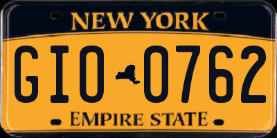 NY license plate GIO0762