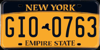 NY license plate GIO0763