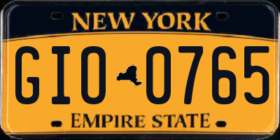 NY license plate GIO0765