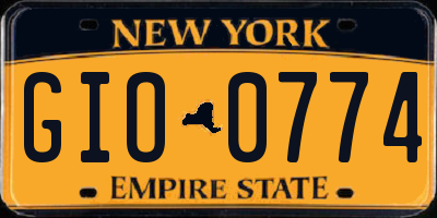 NY license plate GIO0774